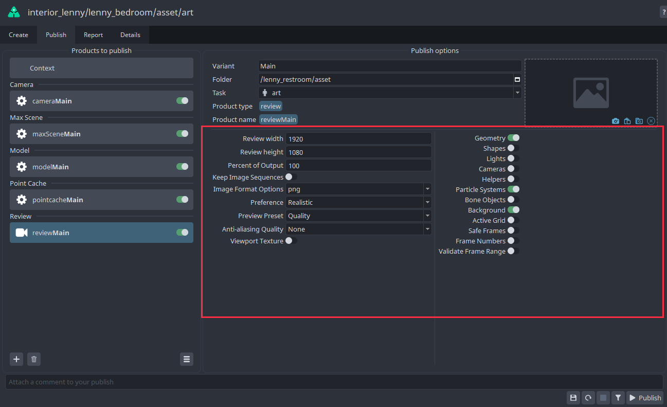 Max Review Publish Setting