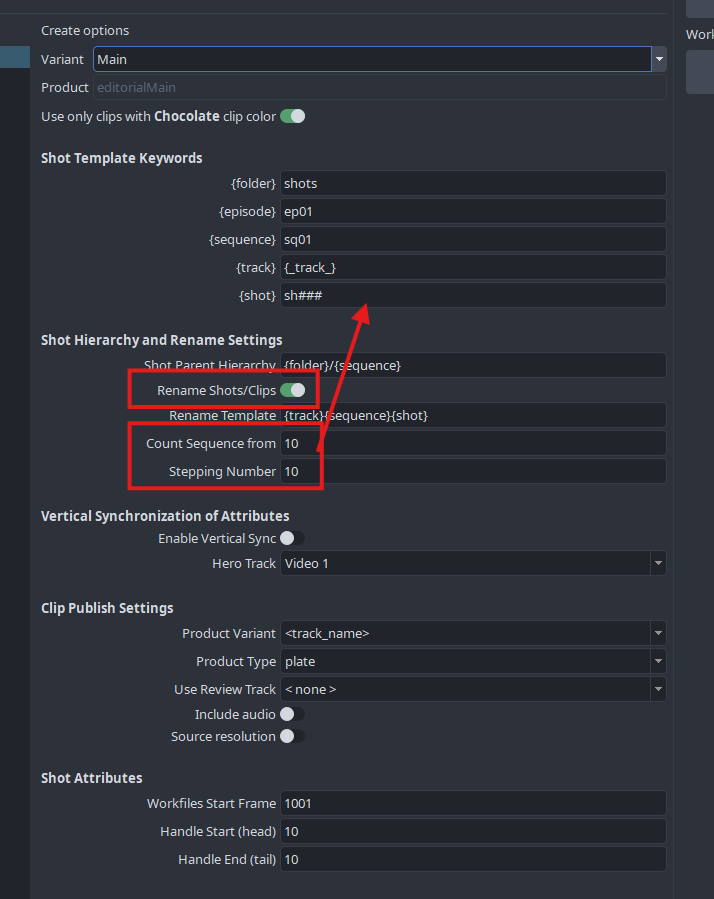 Create menu