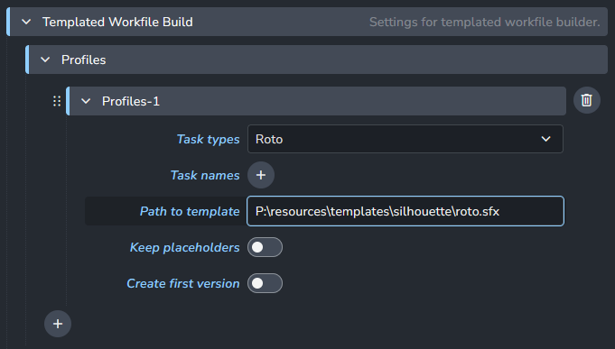 AYON Silhouette - Templated Workfile Build Settings
