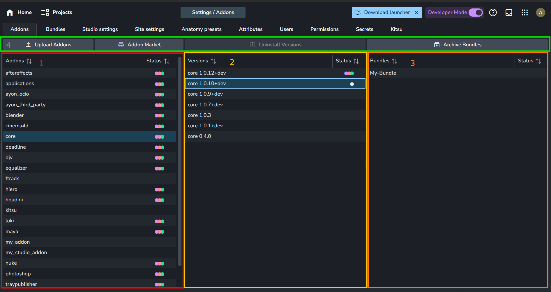 Addons Tab