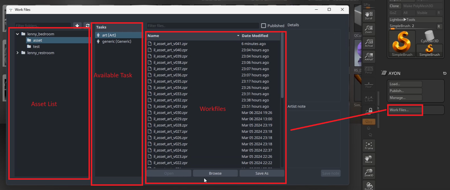 Zbrush AYON Workfile